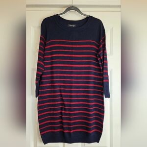 Charlie Paige Blue & Red Striped Sweater Dress - Size LG